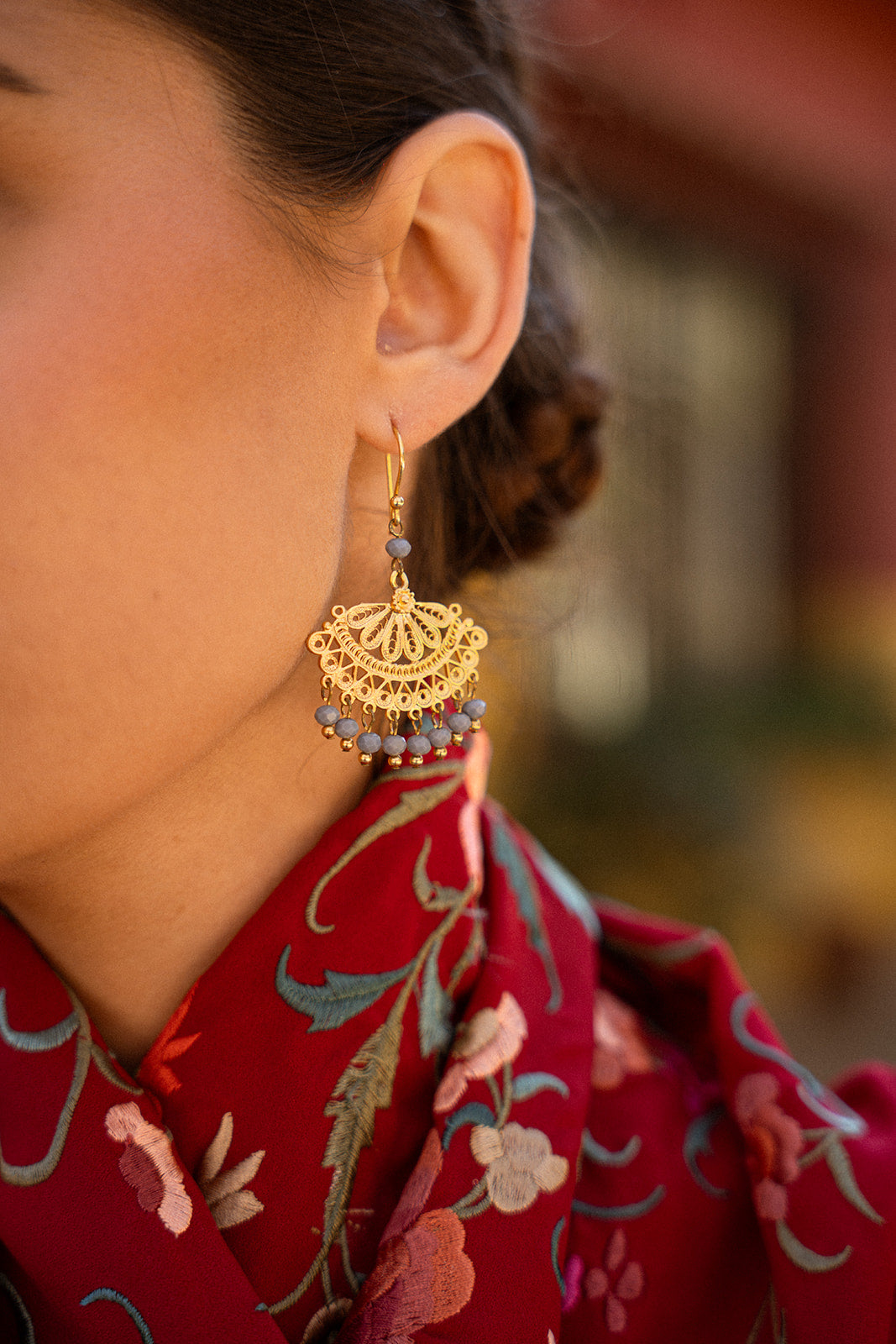 Pendientes Abanico Gris