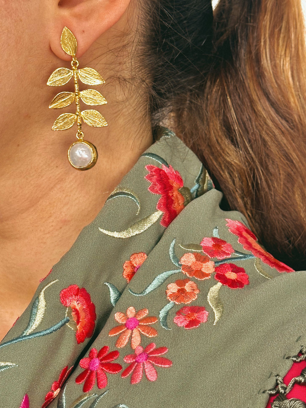 Pendientes Hoja Perla Madre