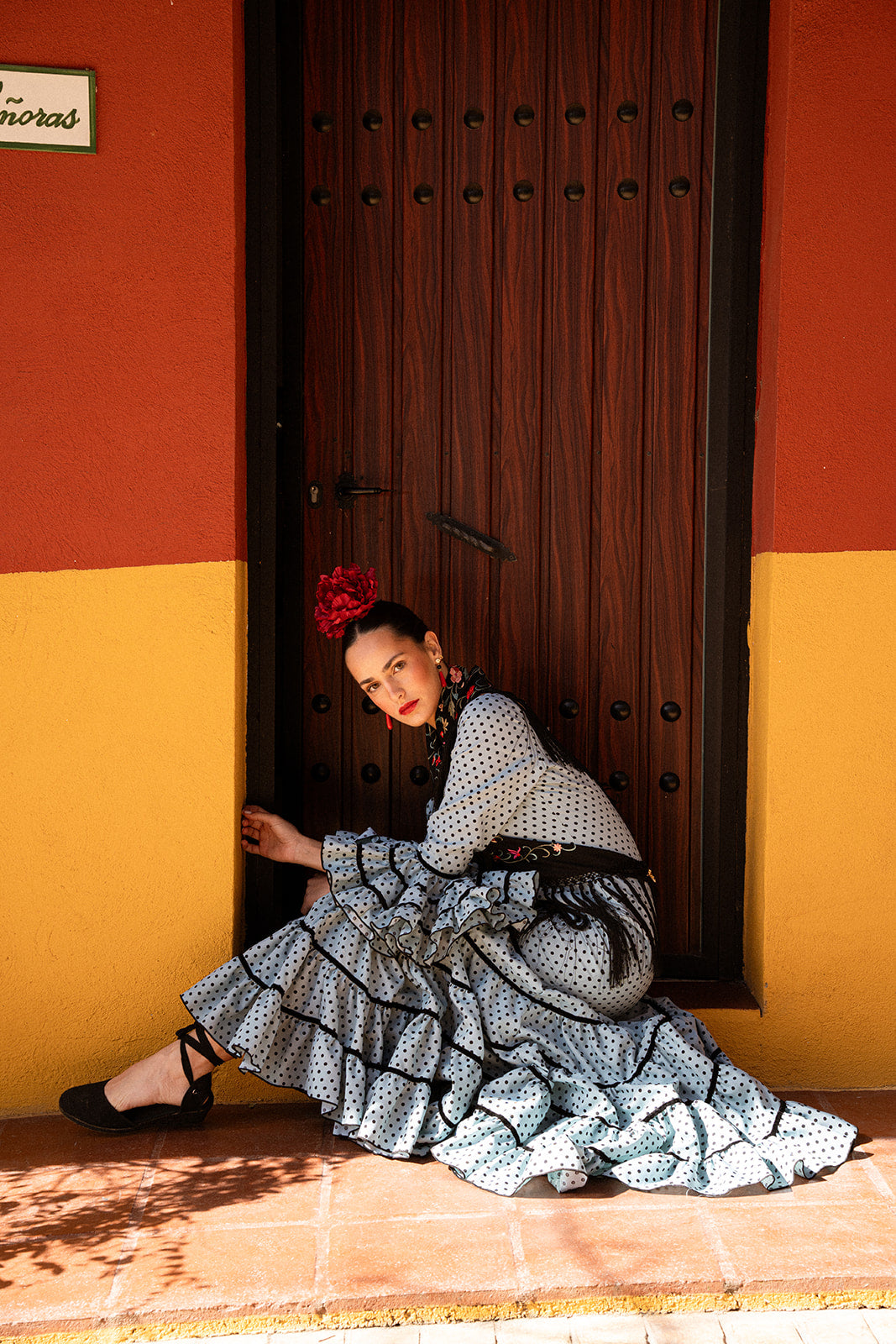 Traje de flamenca - Modelo Jaleo Aquamarina y negro