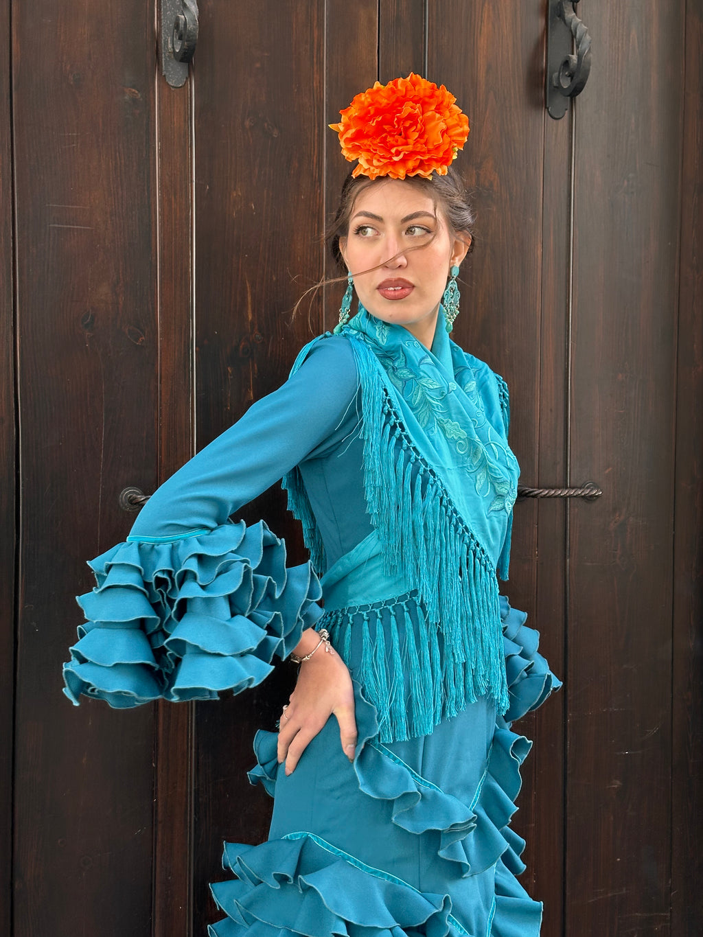 Traje de flamenca - Modelo Lirio Turquesa