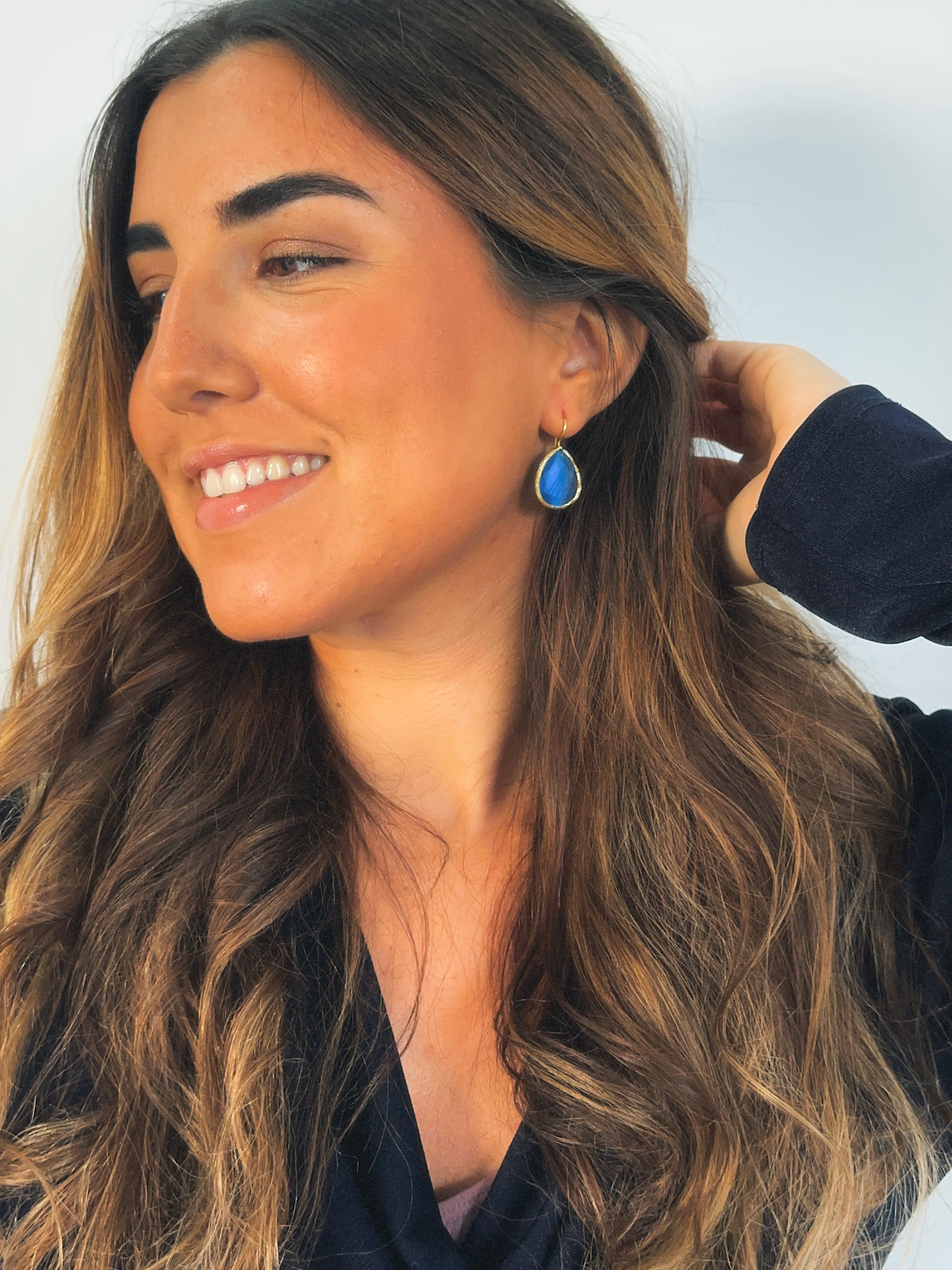 Pendiente gota cristal zafiro