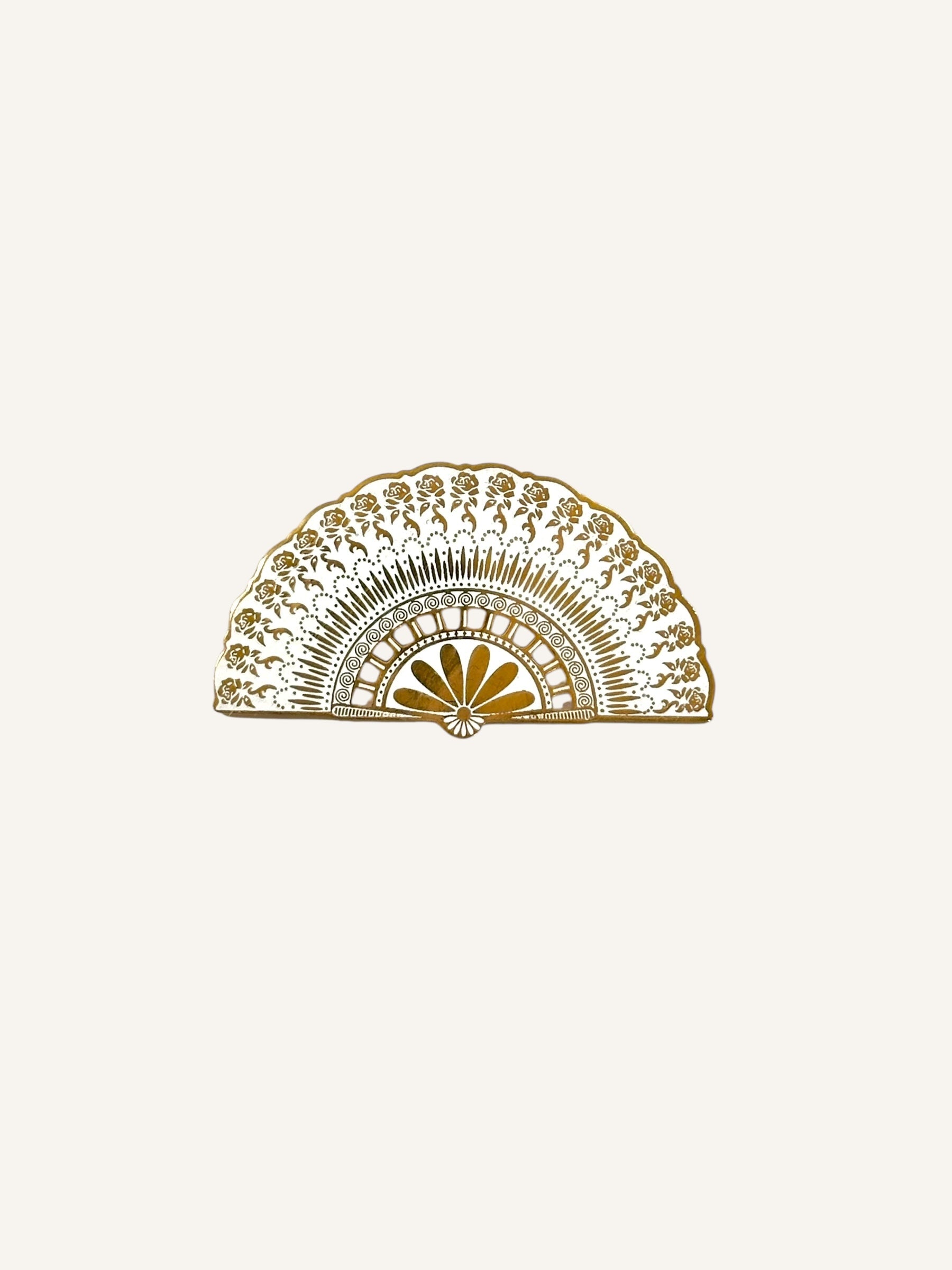 Broche Abanico Esmalte Blanco