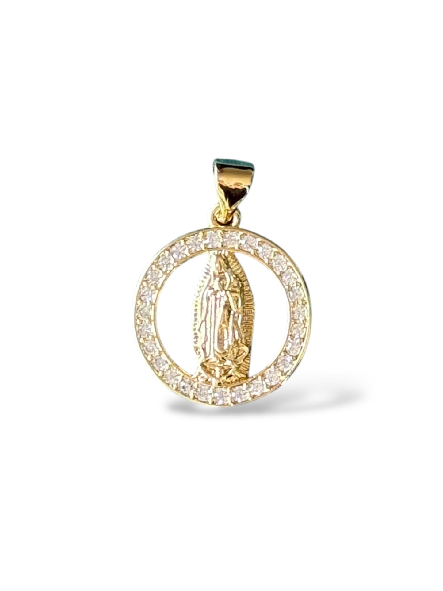 Medalla Virgen Cristales white