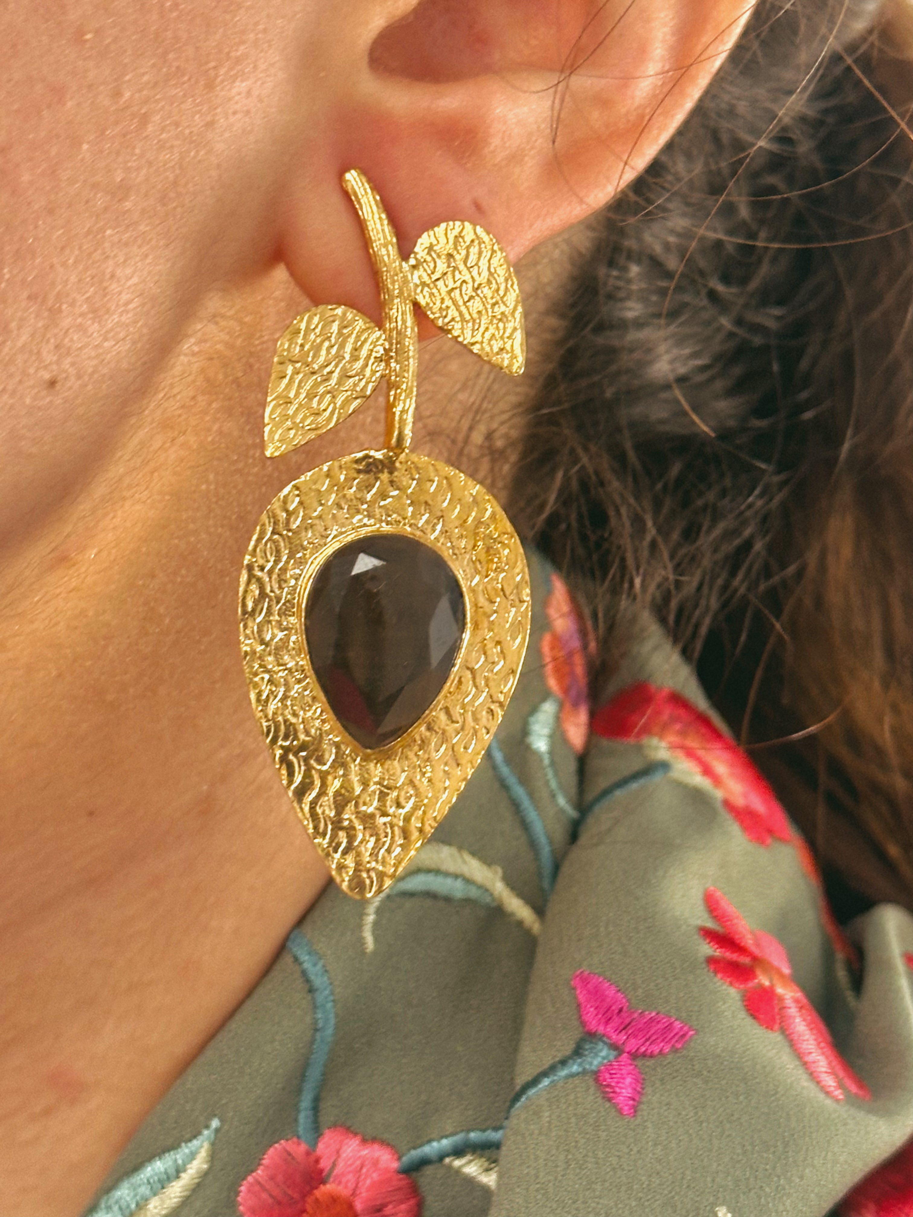 Pendientes Palma Negro