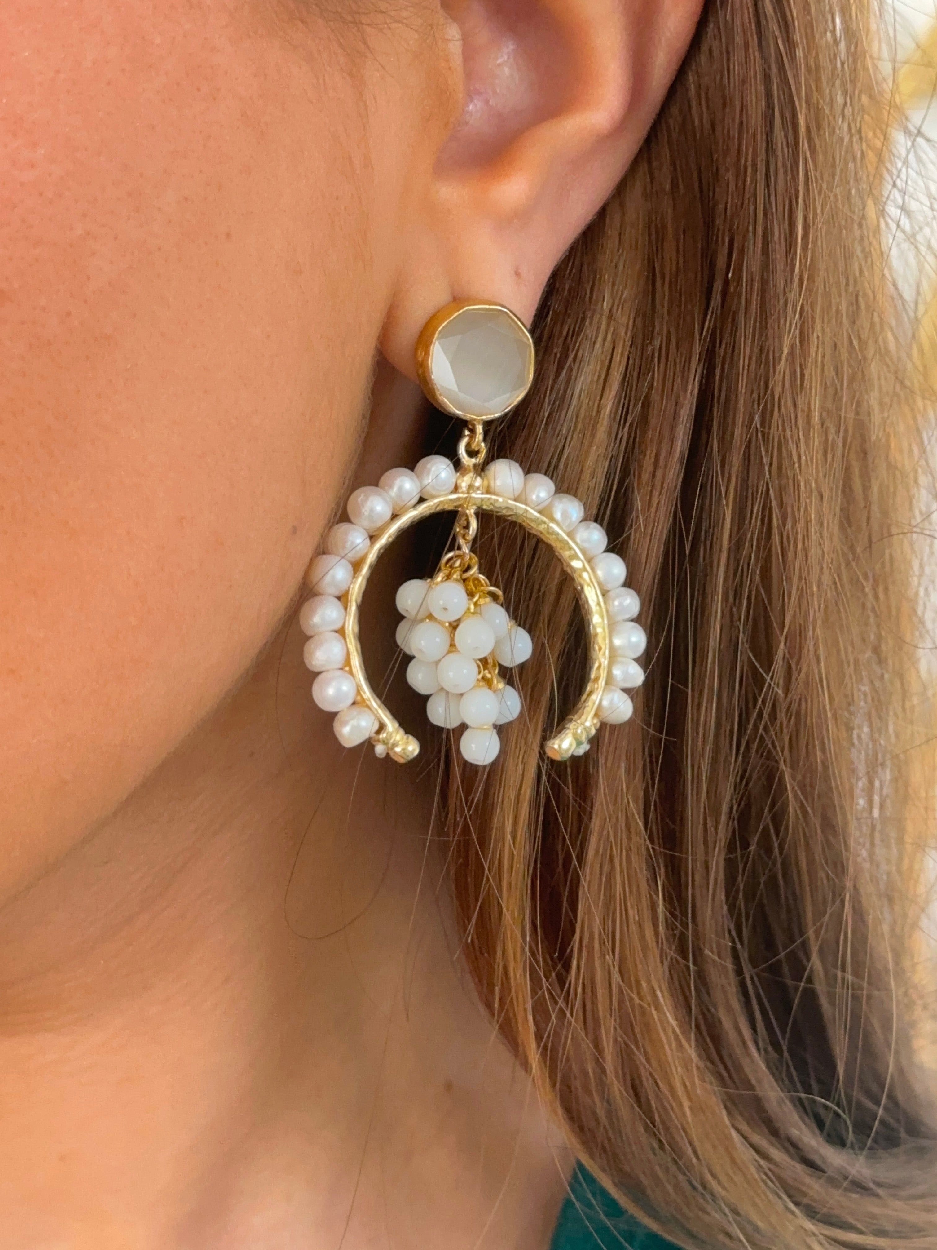 Pendientes Vid perla blanco