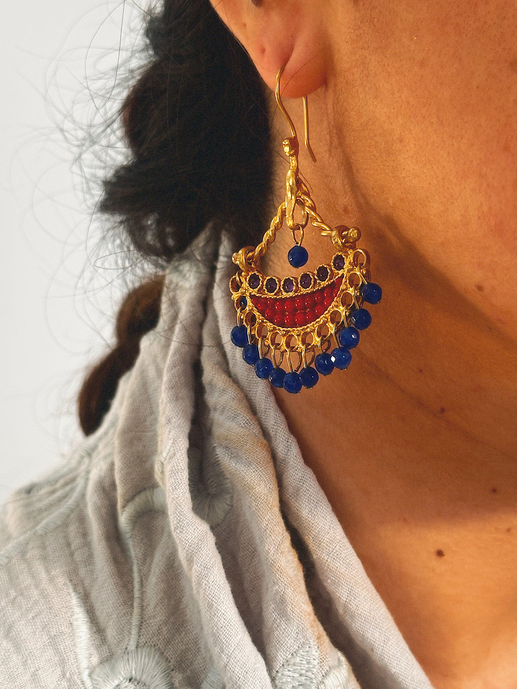 Pendientes Candela Rojo y Azul Eléctrico