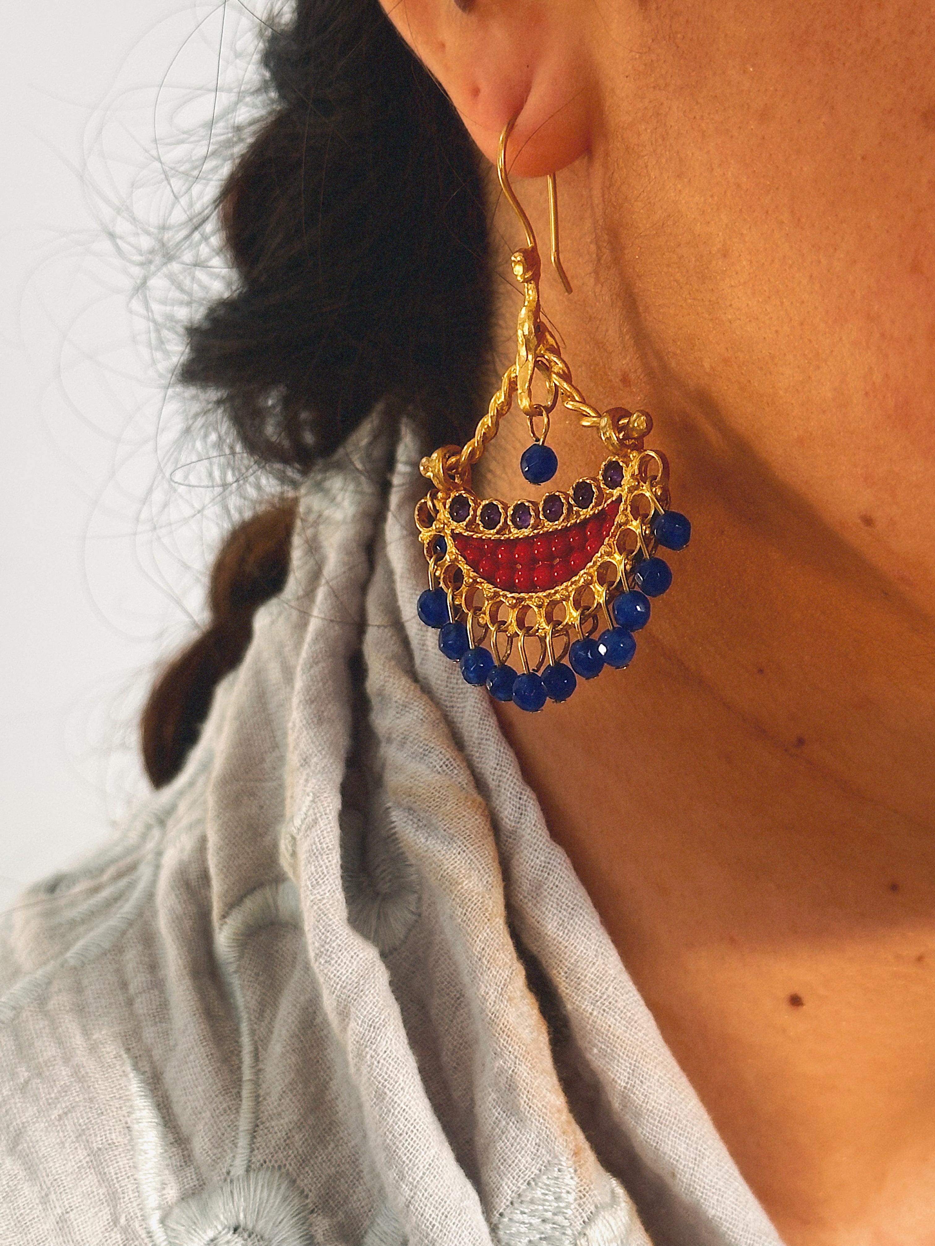 Pendientes Candela Rojo y Azul Eléctrico