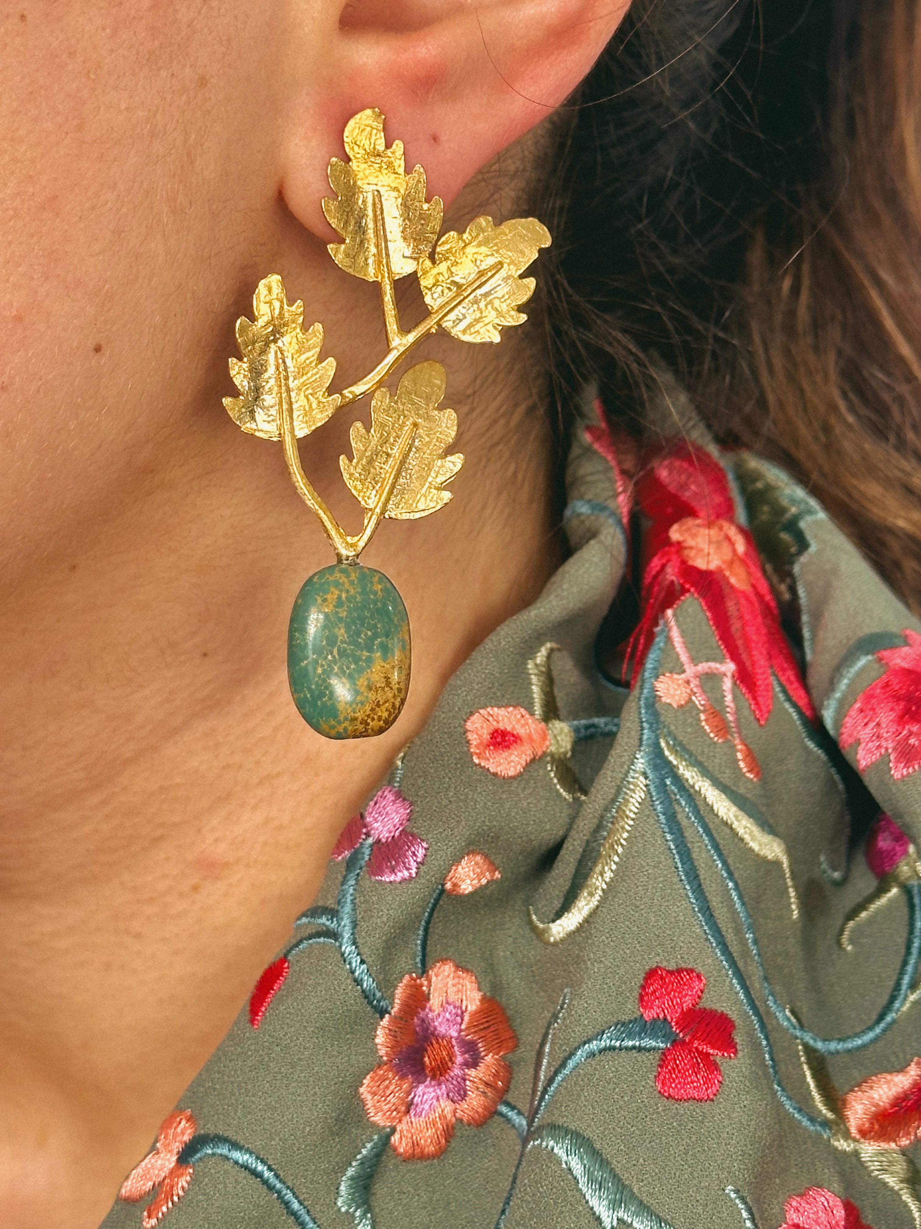 Pendientes Hoja Poedra fría