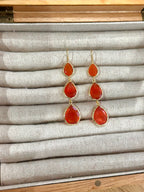Pendientes lágrima triple naranja