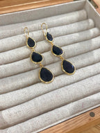 Pendientes lágrima triple negro