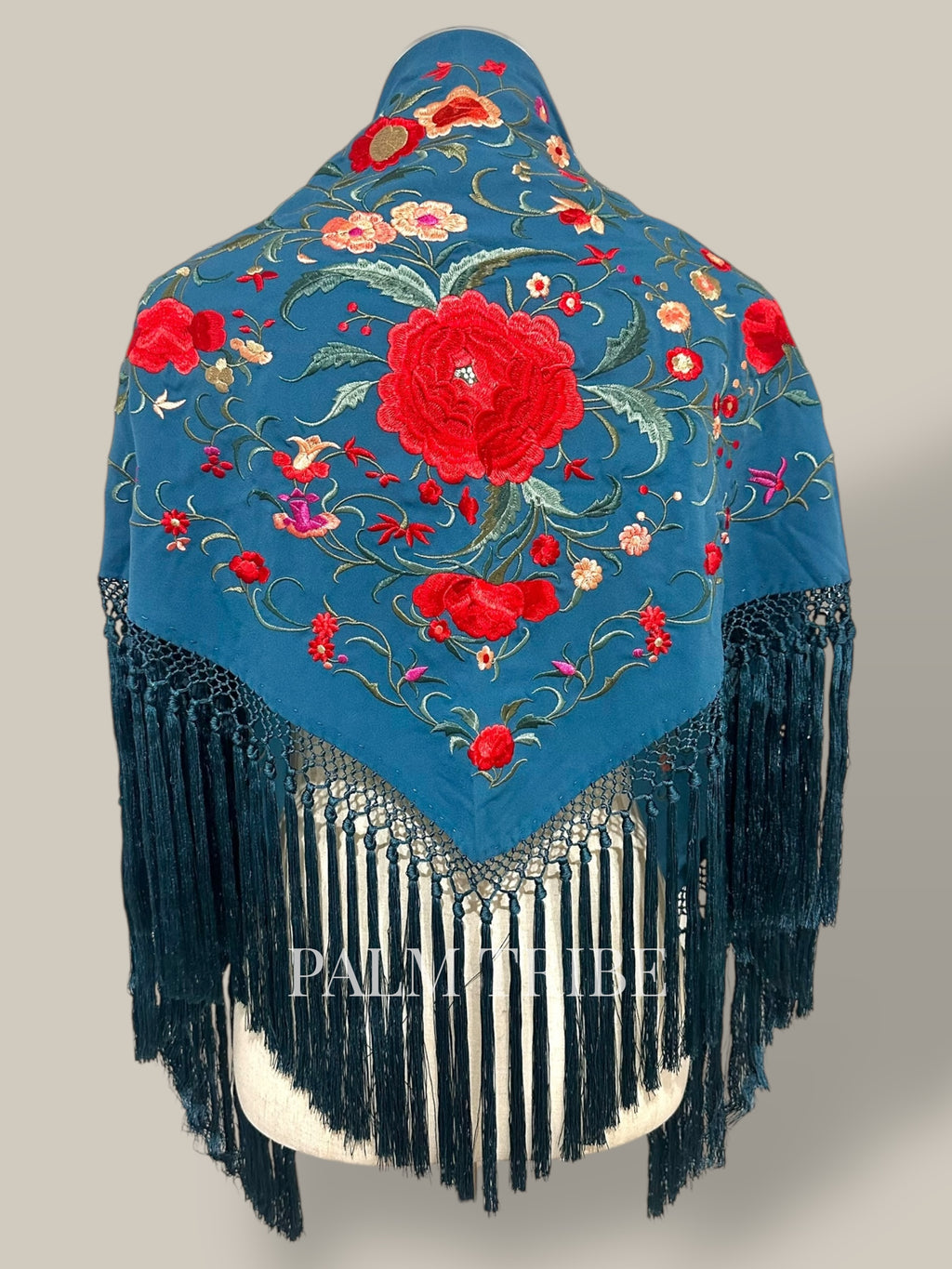Mantoncillo Jaleo Azul Ducado con rojo