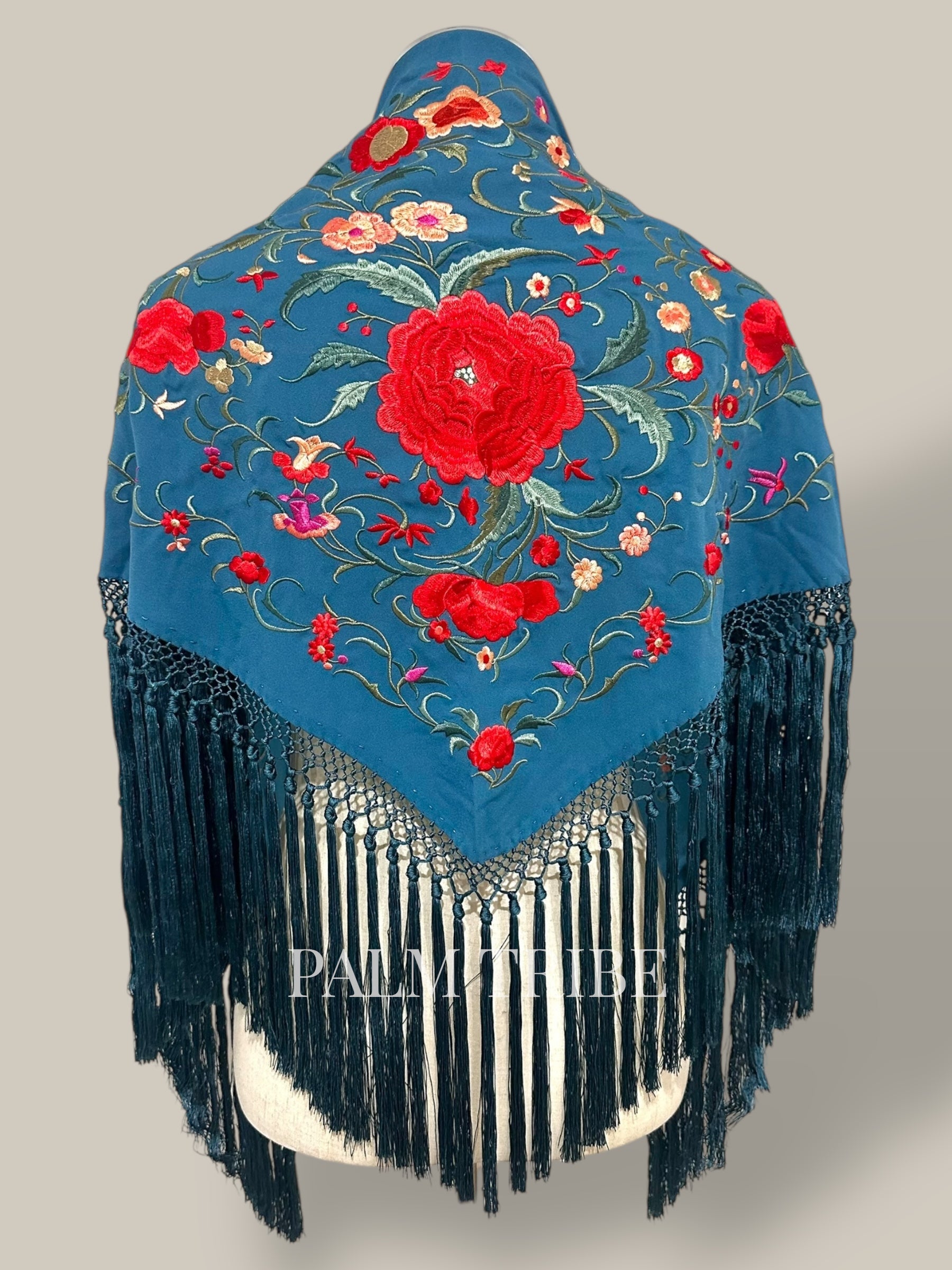 Mantoncillo Jaleo Azul Ducado con rojo