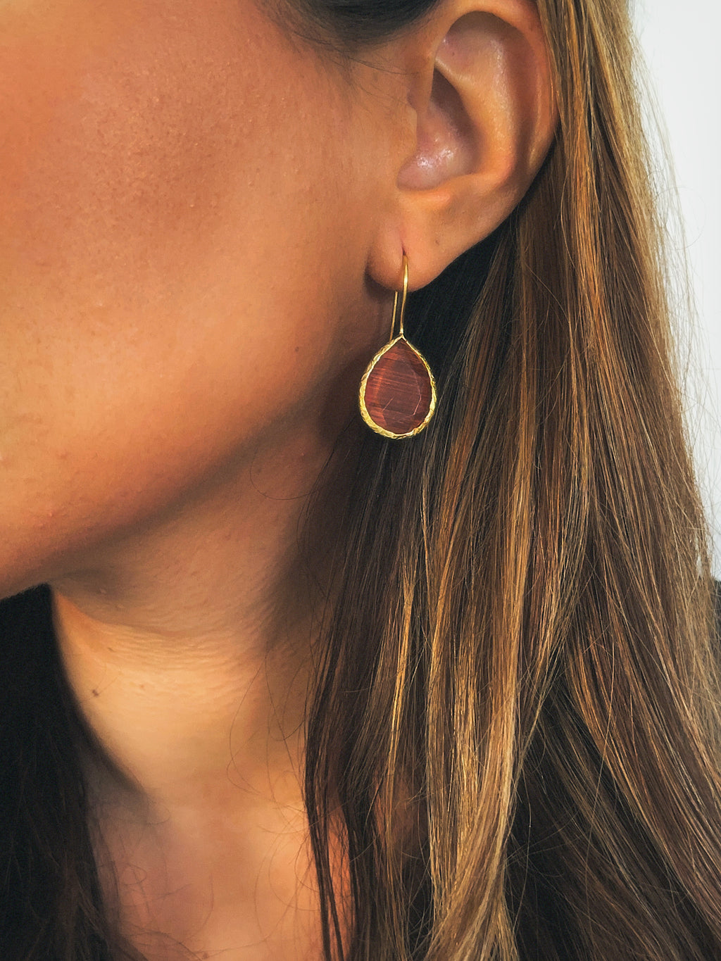 Pendiente lágrima cristal naranja