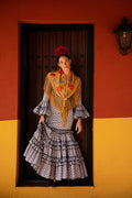 Traje de Flamenca - Modelo Clavel Gris y Negro