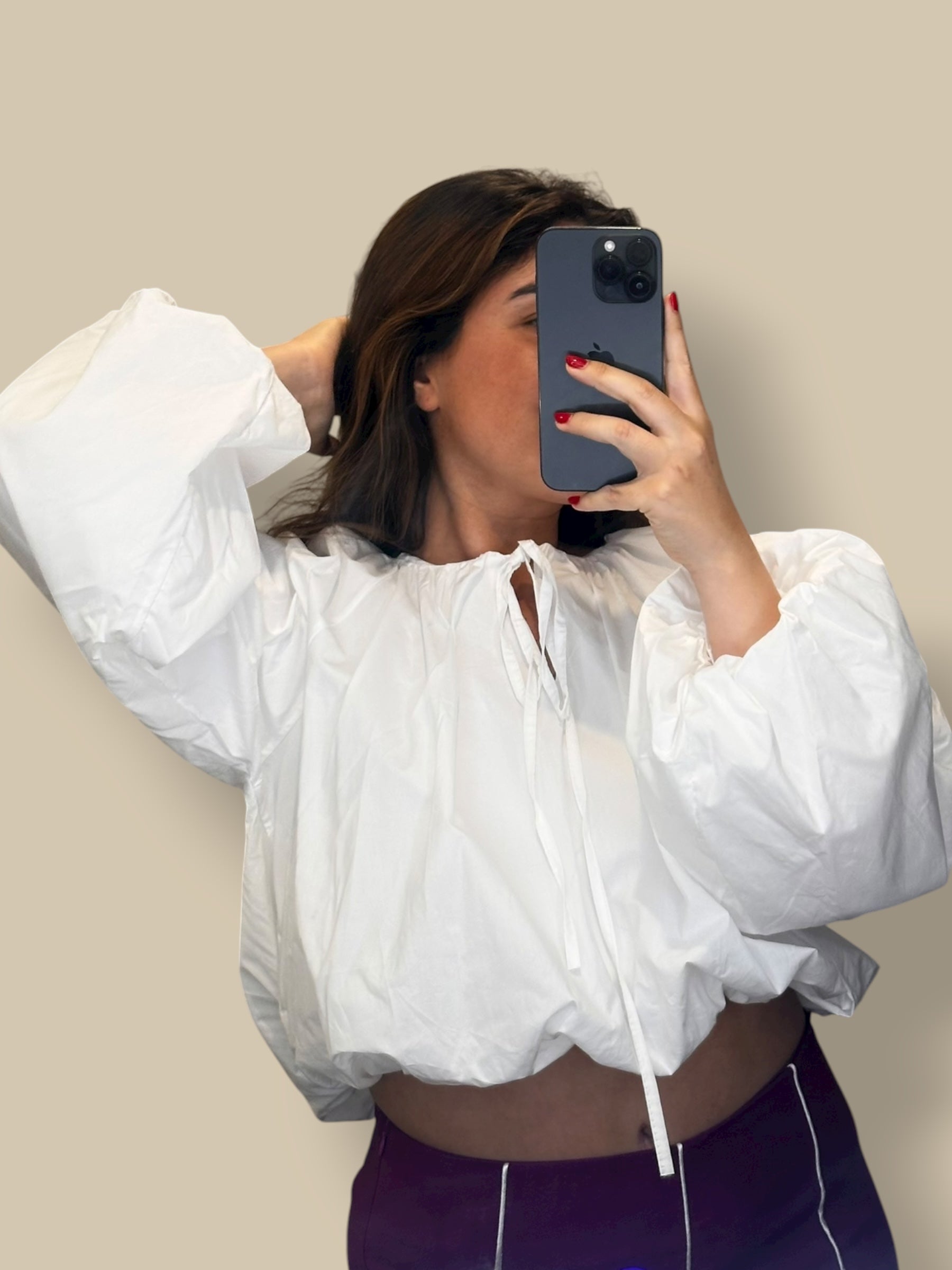 Blusa Abullonada Blanca