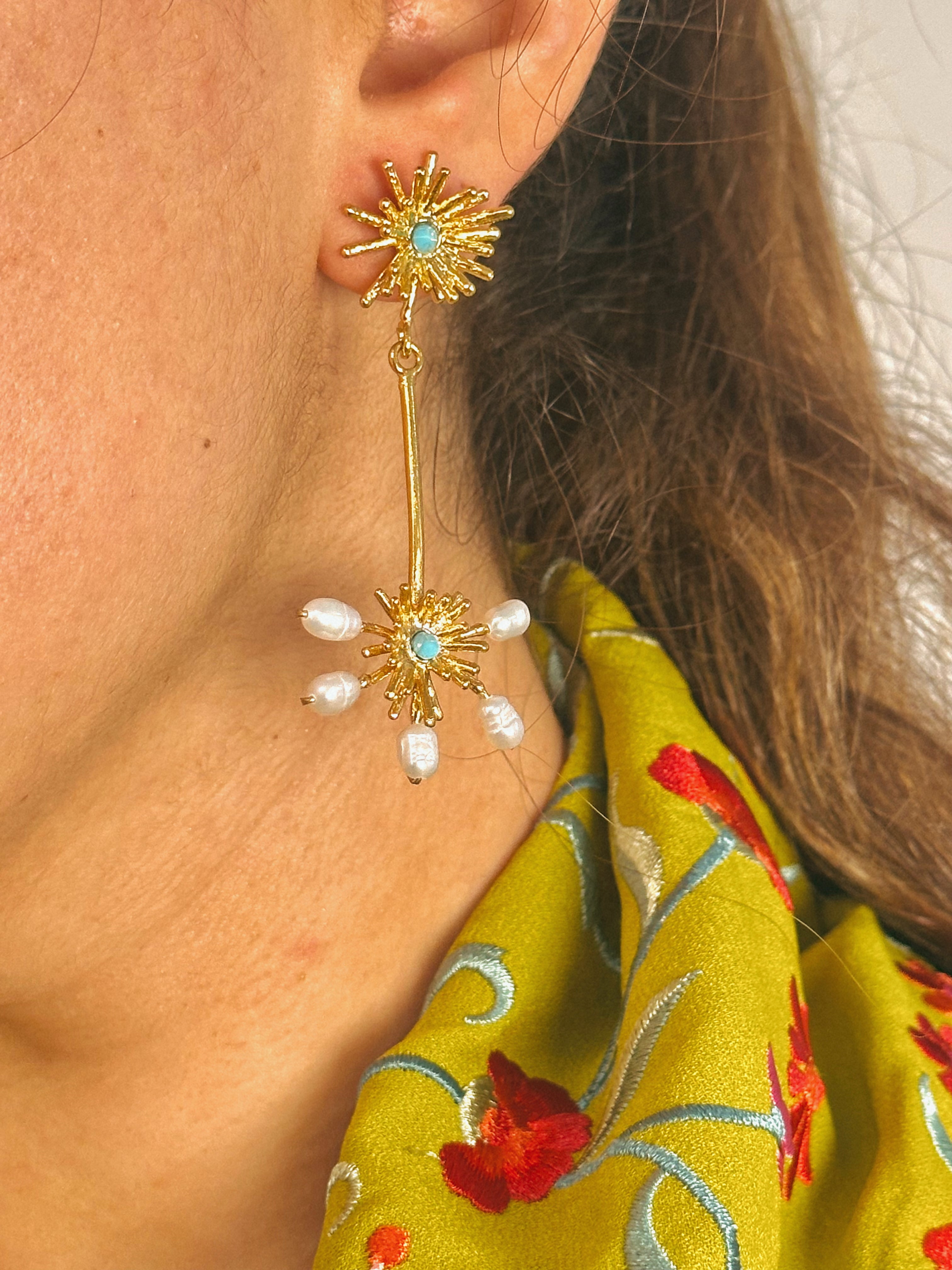 Pendientes Stella Turquesa y Perla
