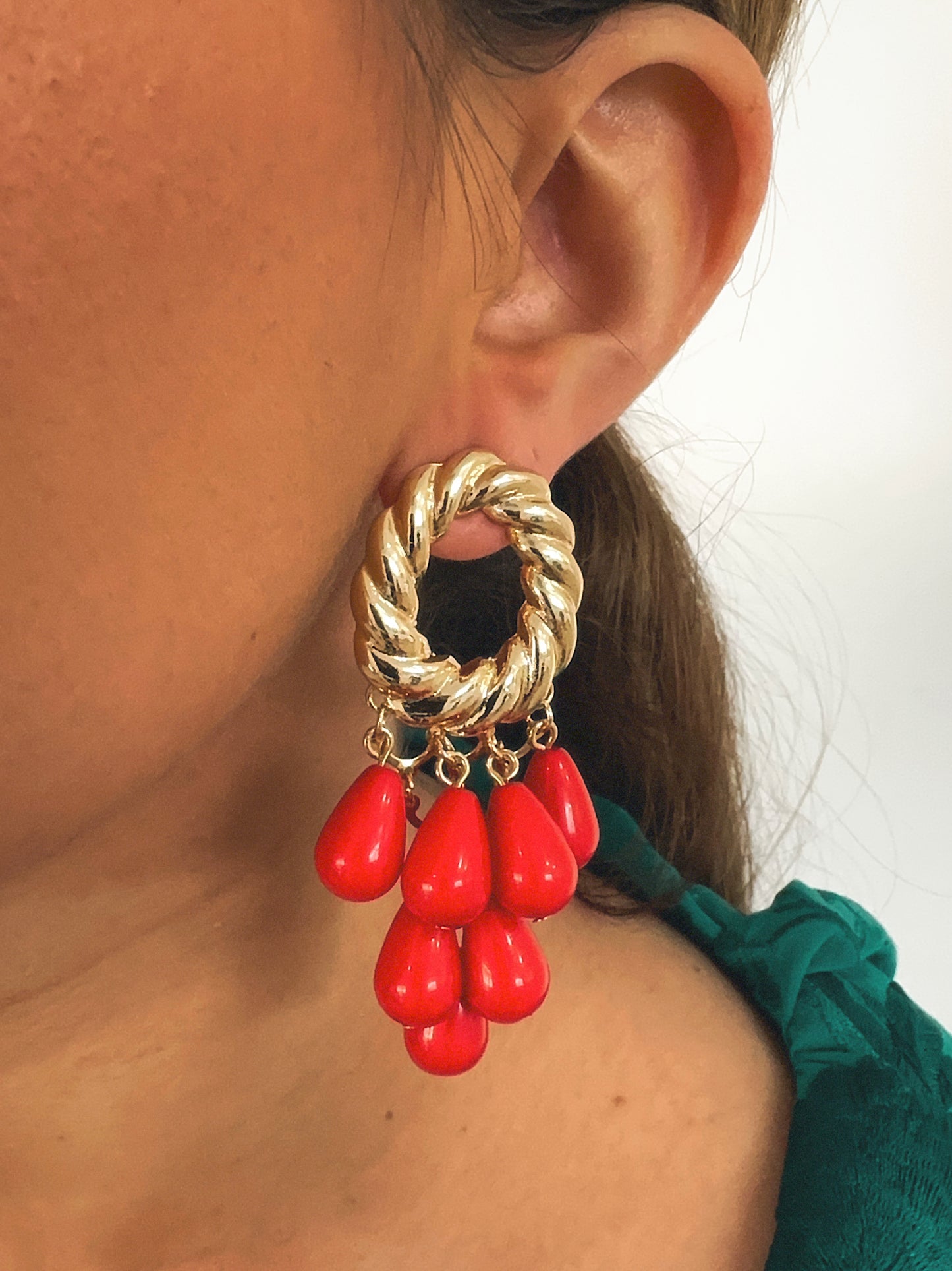 Pendientes Cascada rojo