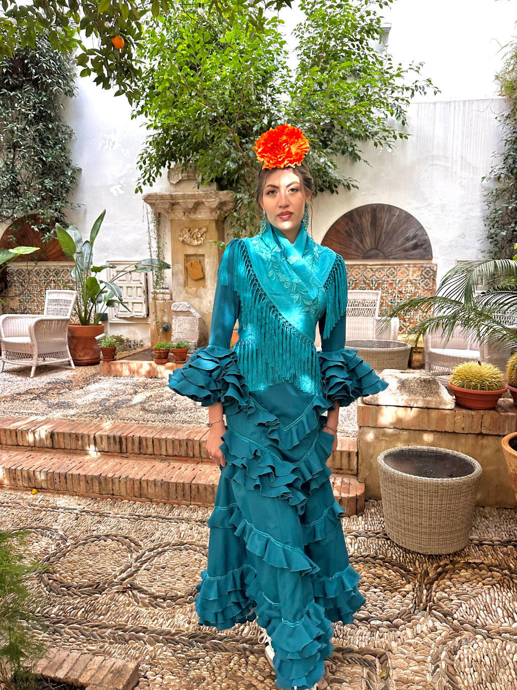 Traje de flamenca - Modelo Lirio Turquesa