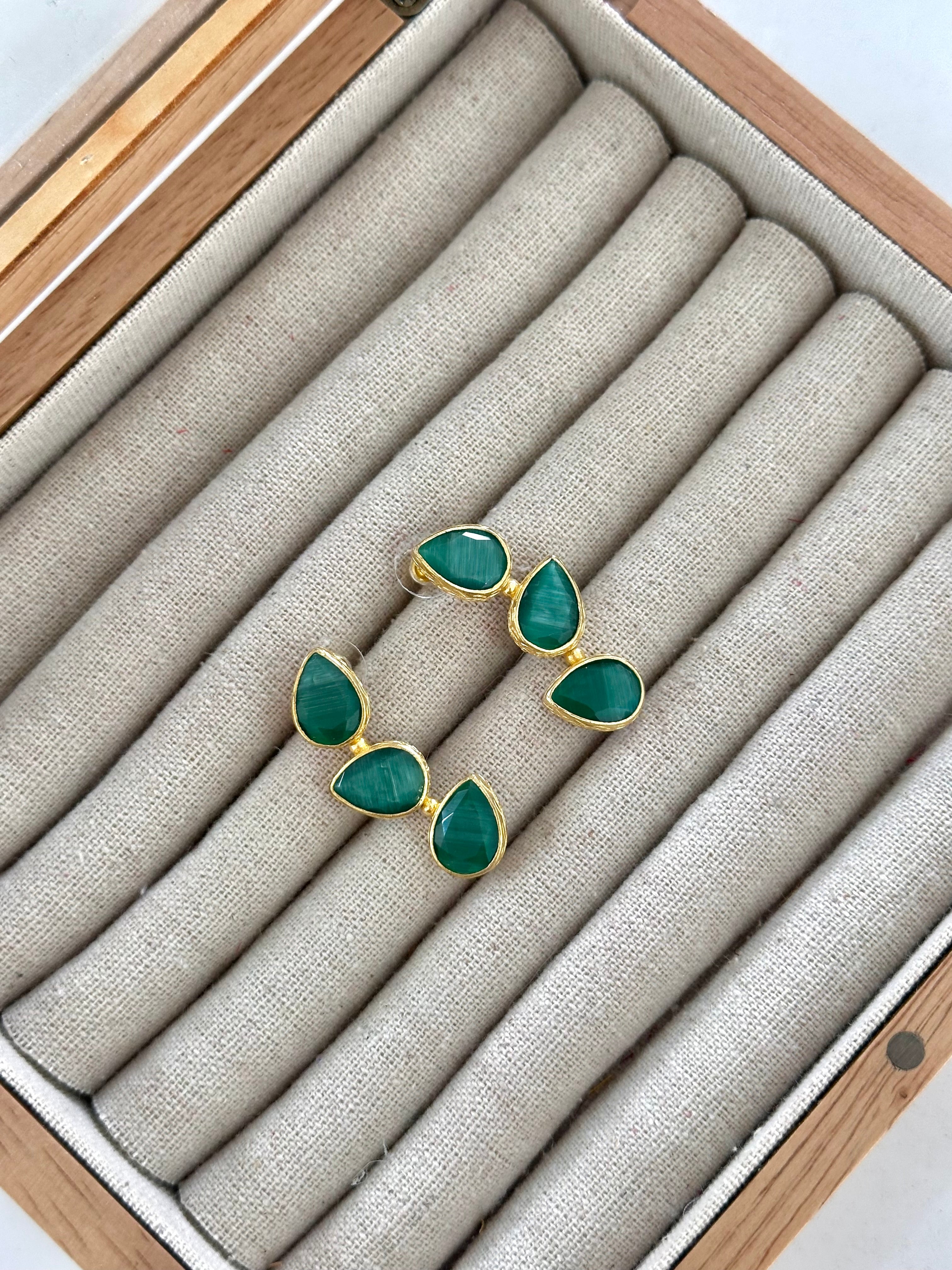 Pendientes Trío Piedra Esmeralda