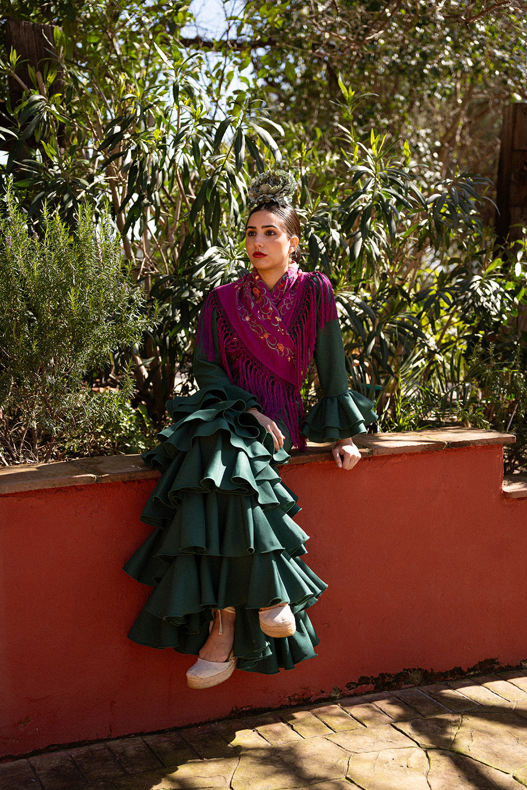 Traje de flamenca - Modelo Rosario Verde Oscuro
