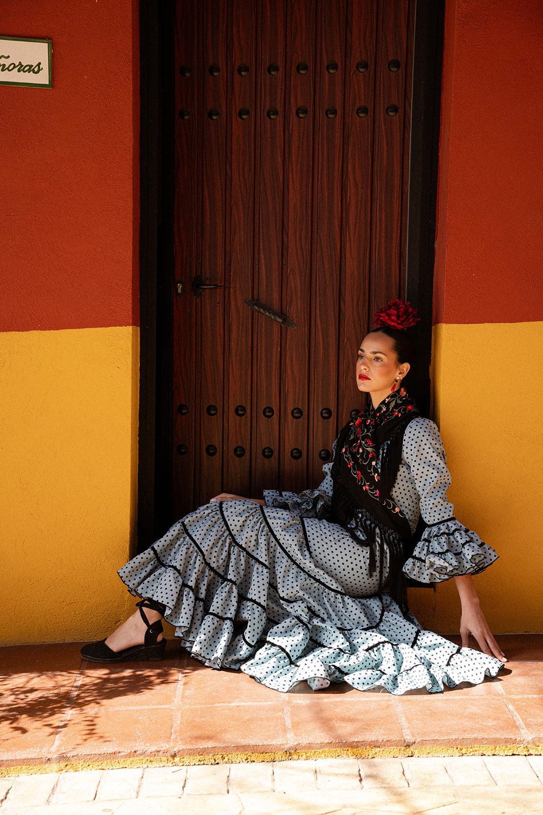 Traje de flamenca - Modelo Jaleo Aquamarina y negro