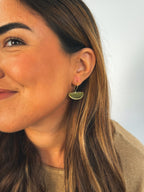 Pendiente abanico cristal verde