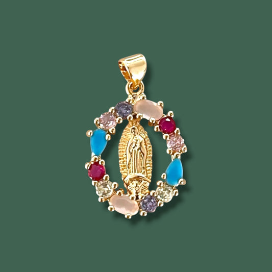 Medalla Virgen Milagrosa piedras semipreciosas