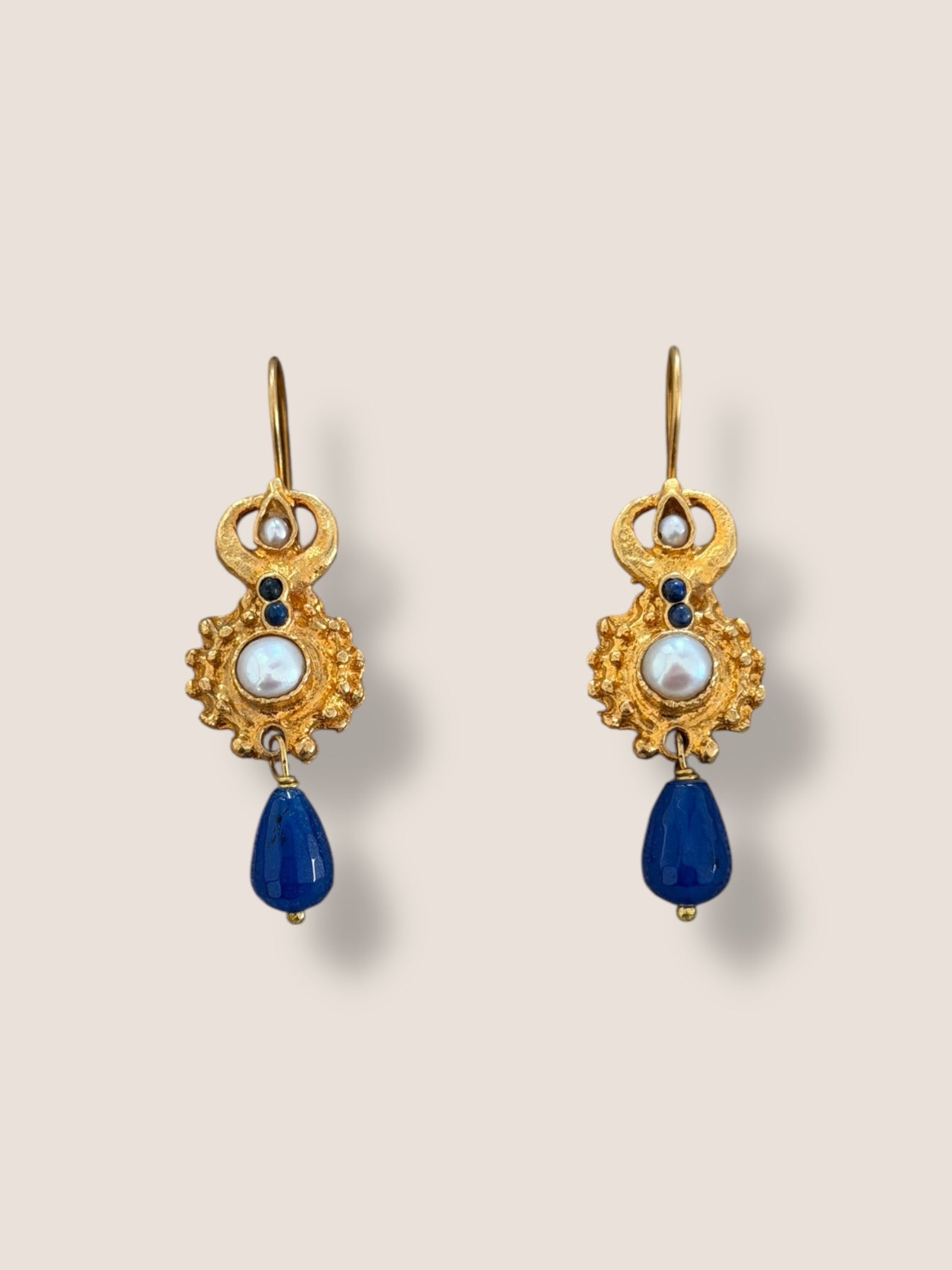 Pendientes Califa azul y perla