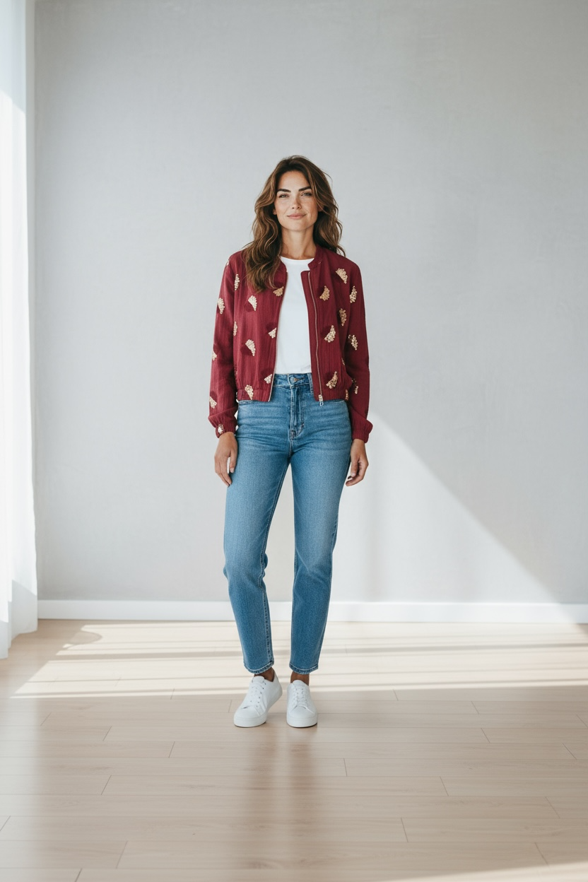 Chaqueta lentejuelas hoja Burdeos