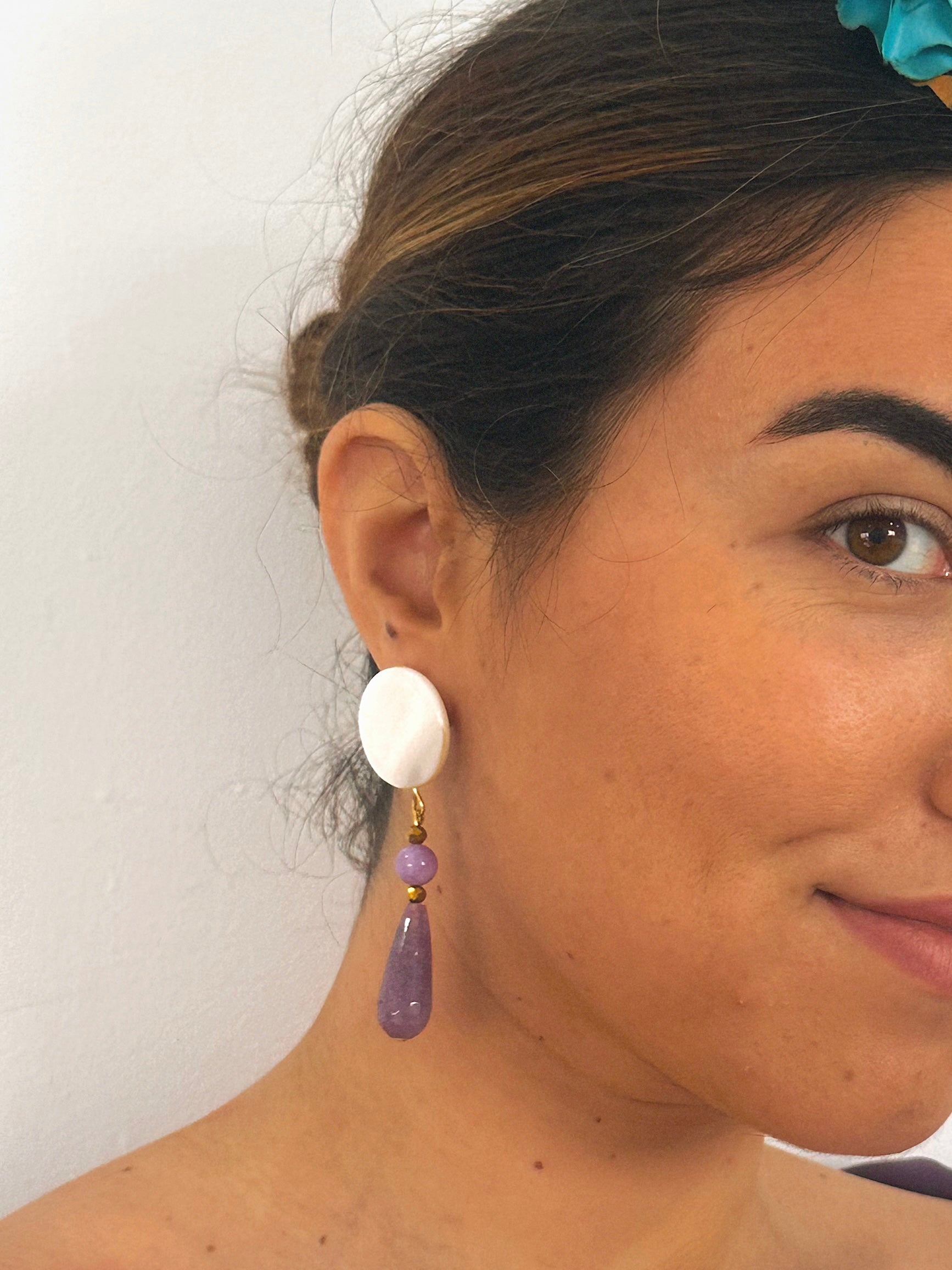 Pendientes Luna Amatista Nácar