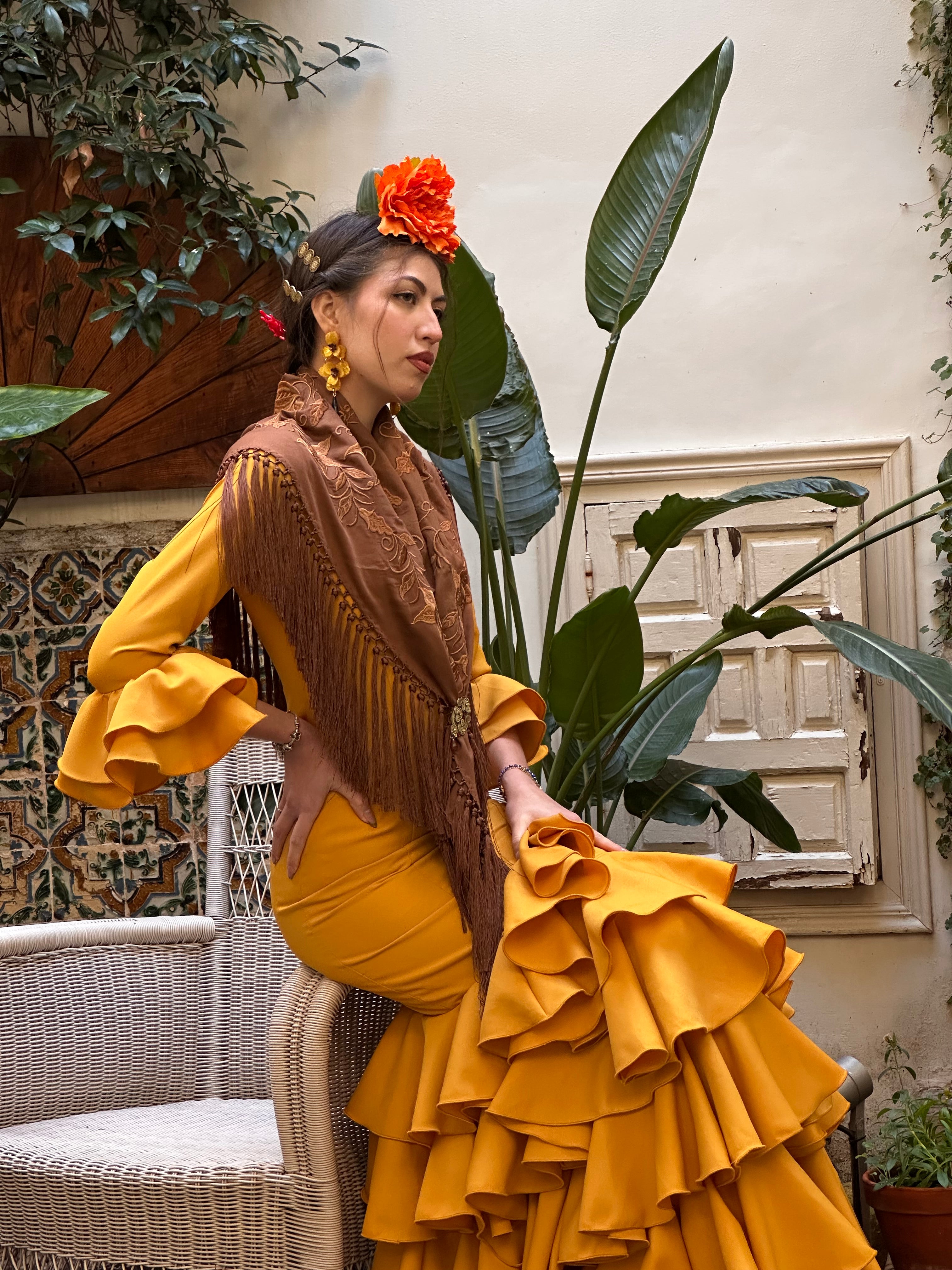 Traje de flamenca - Modelo Rosario Verde Oscuro