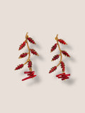 Pendientes hoja Corales rojo