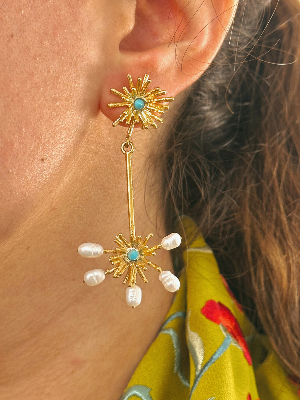 Pendientes Stella Turquesa y Perla