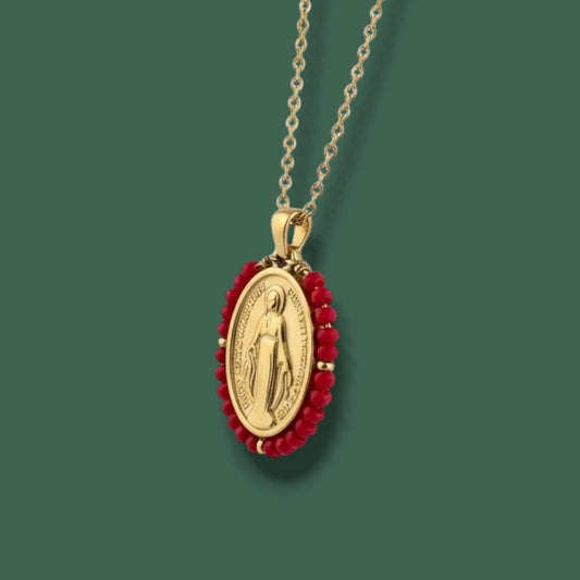 Collar Medalla Milagrosa roja