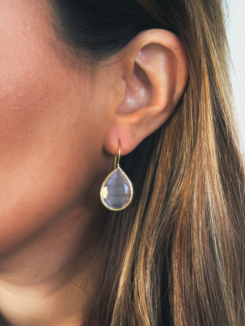 Pendiente lágrima cristal blanco