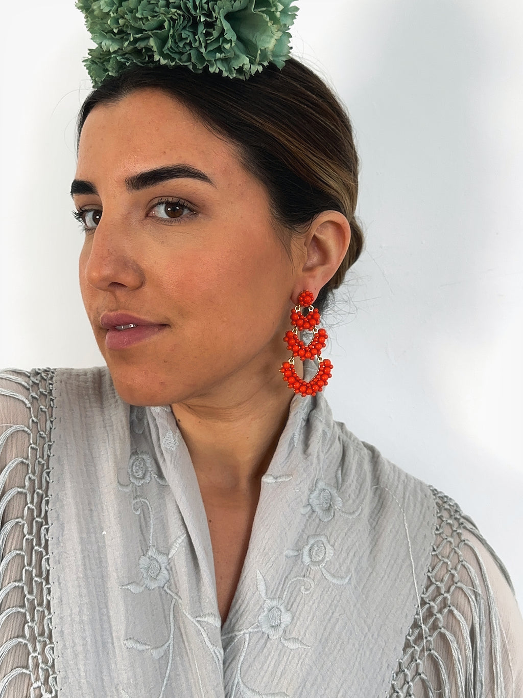 Pendientes Solera Naranja Rojizo