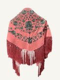 Mantoncillo fantasía rosa bordado verde