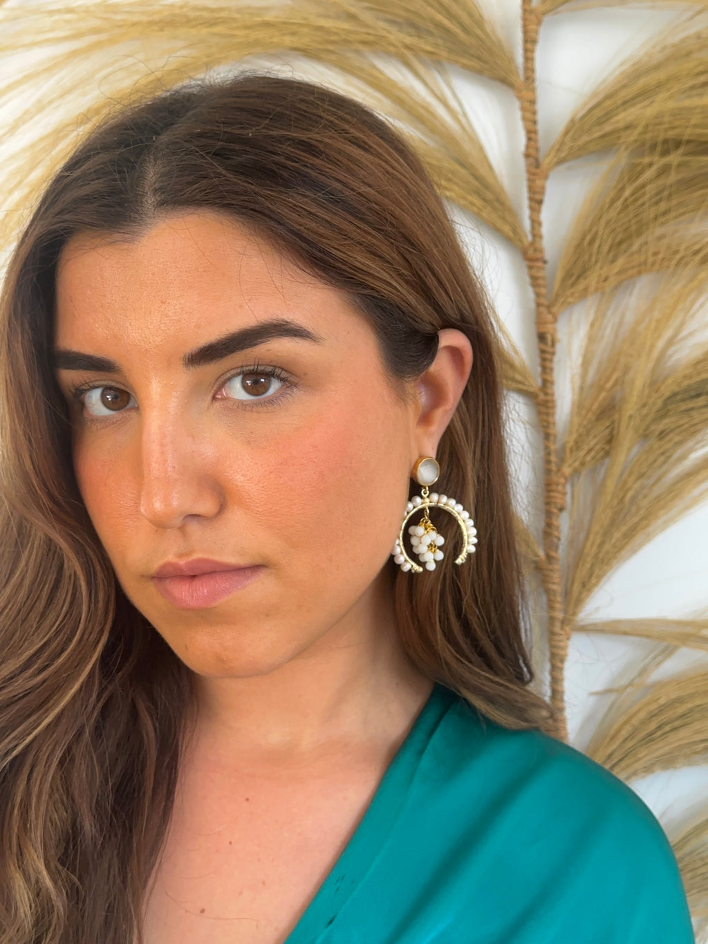 Pendientes Vid perla blanco