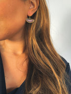 Pendiente abanico cristal malva