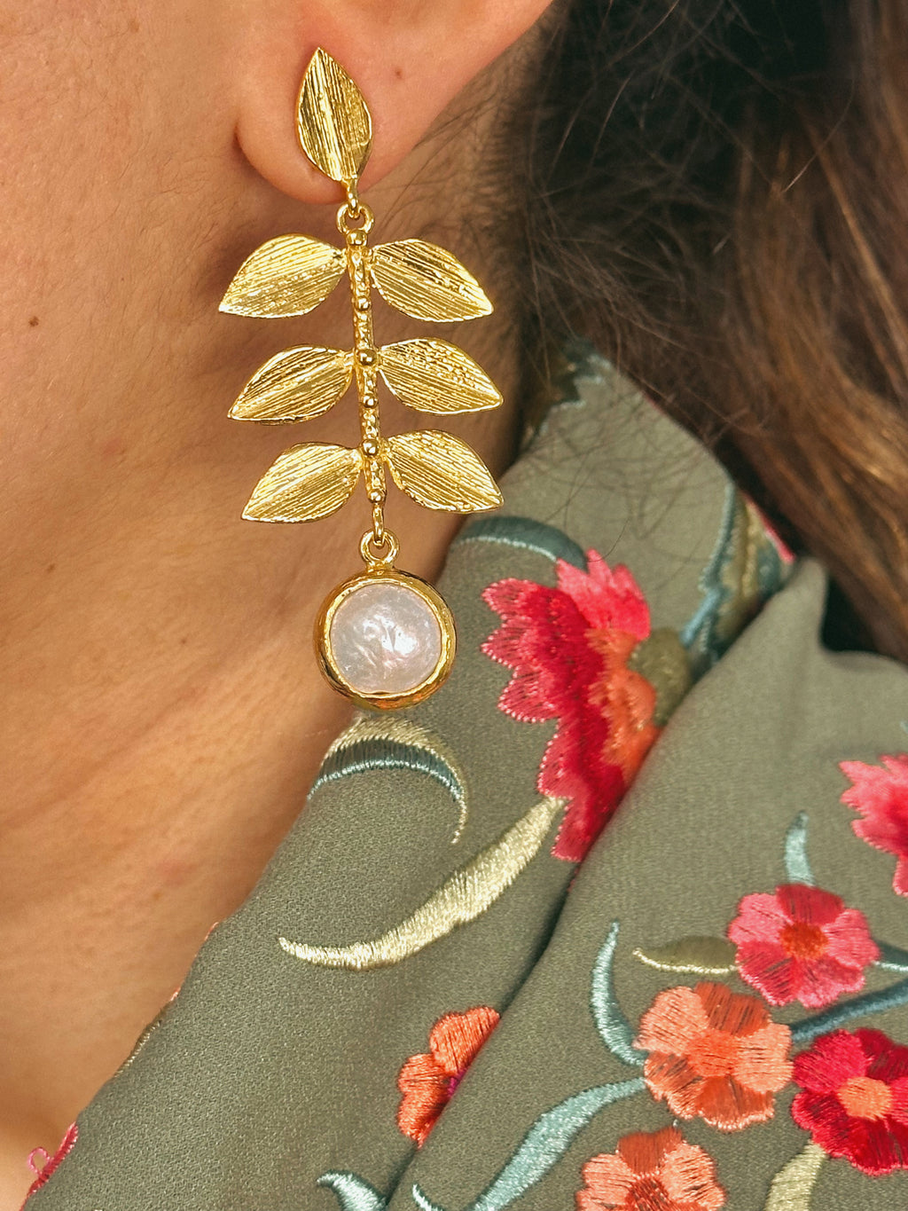 Pendientes Hoja Perla Madre