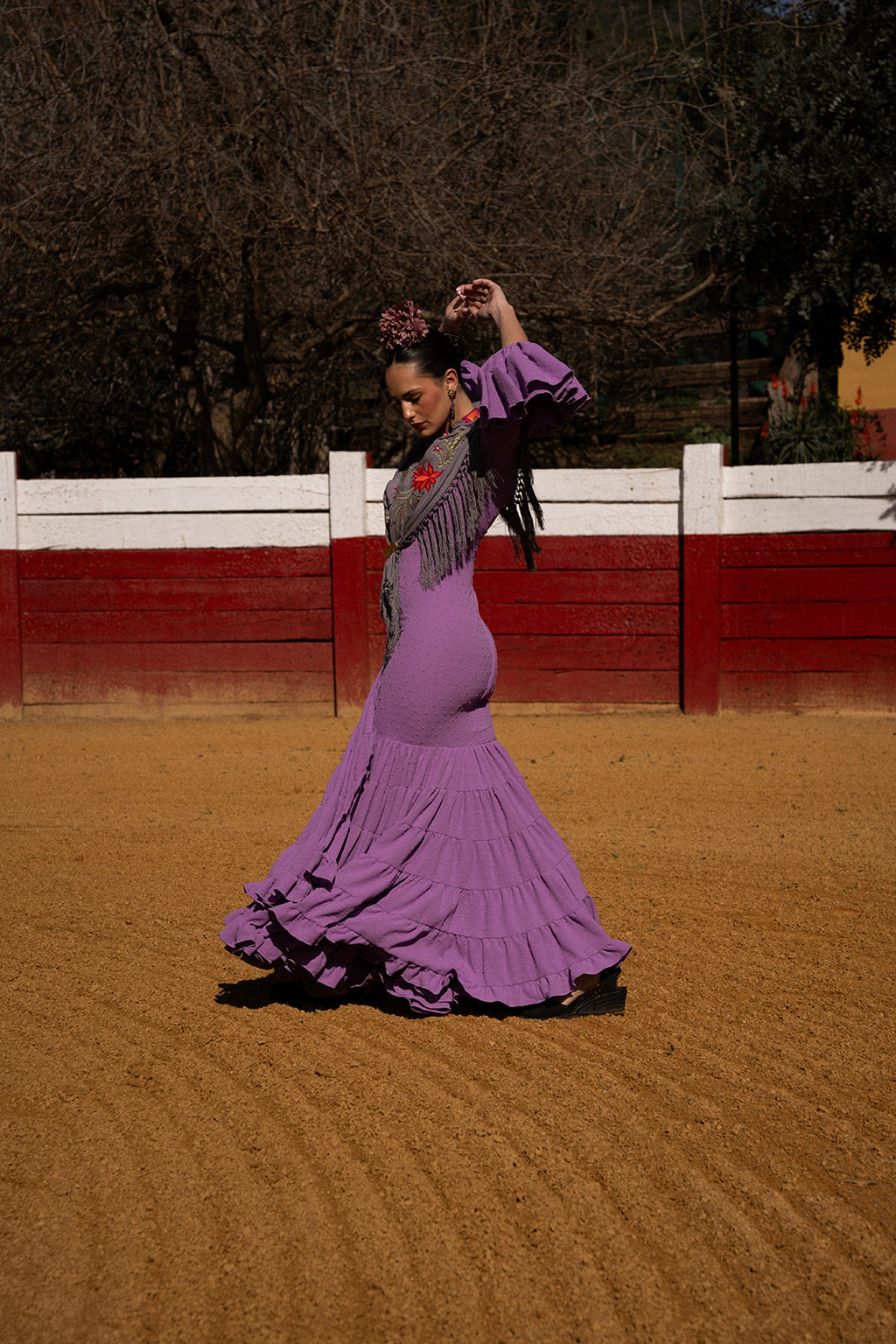 Vestido de flamenca - Modelo Lola Plumeti Lila