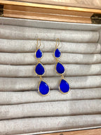 Pendientes lágrima triple azul electrico