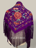 Mantoncillo Jaleo morado bordado rosados
