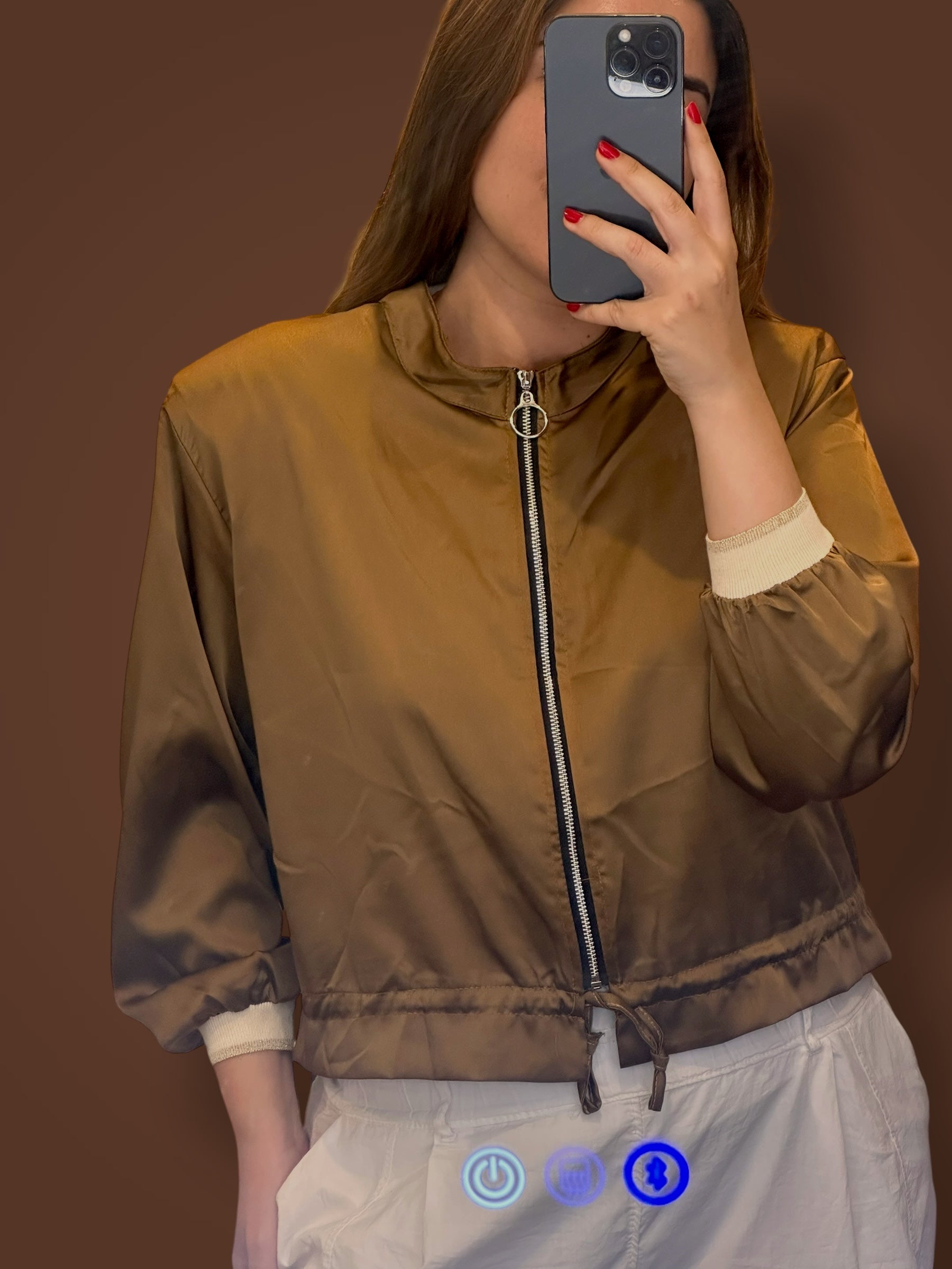 Bomber satinada dorada oscuro