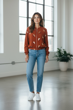 Chaqueta lentejuelas hoja teja