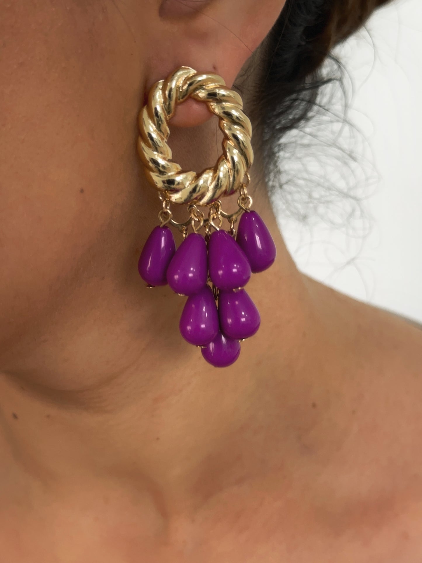 Pendientes cascada morado