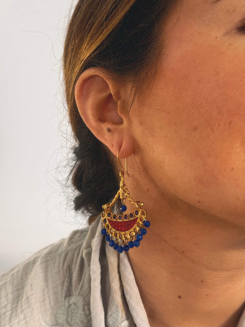 Pendientes Candela Rojo y Azul Eléctrico