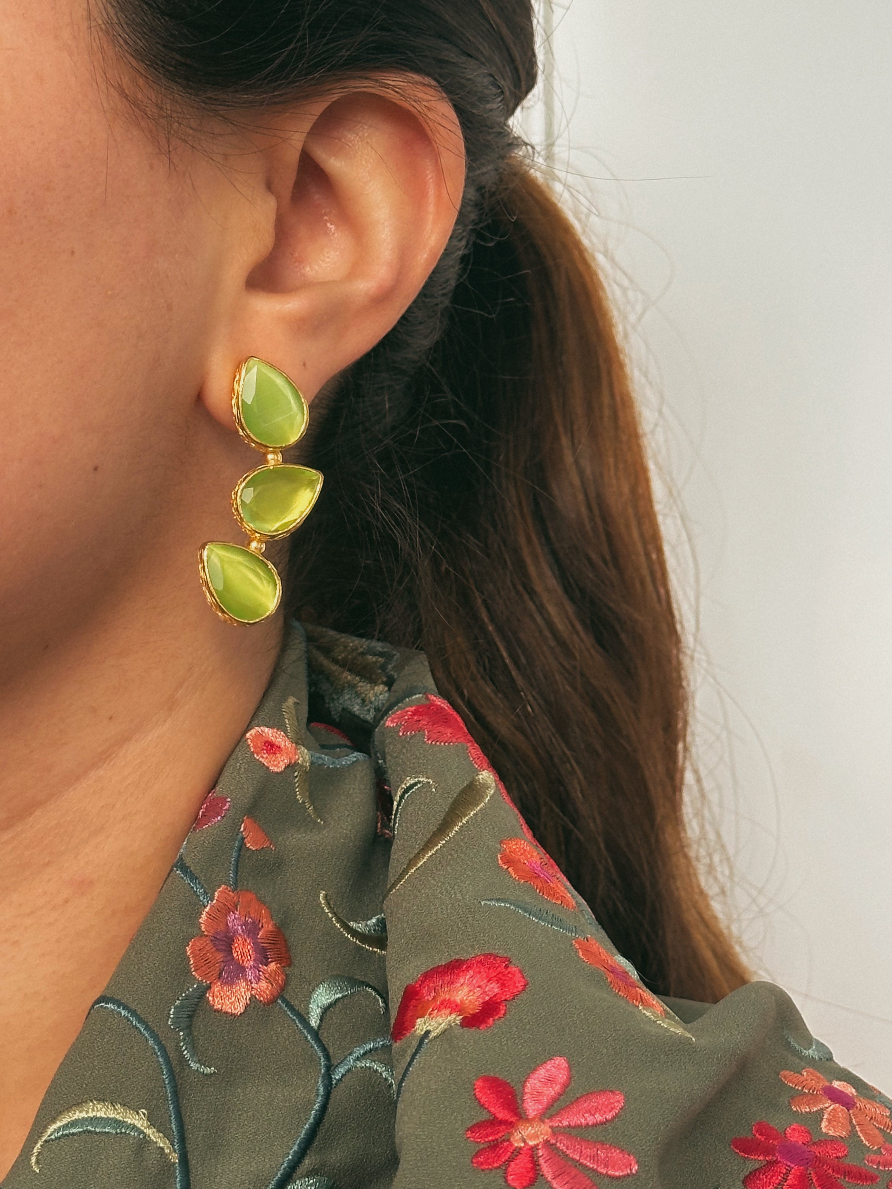 Pendientes Trío Piedra Verde