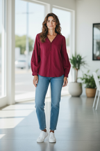 Blusa básica detalle Burdeos