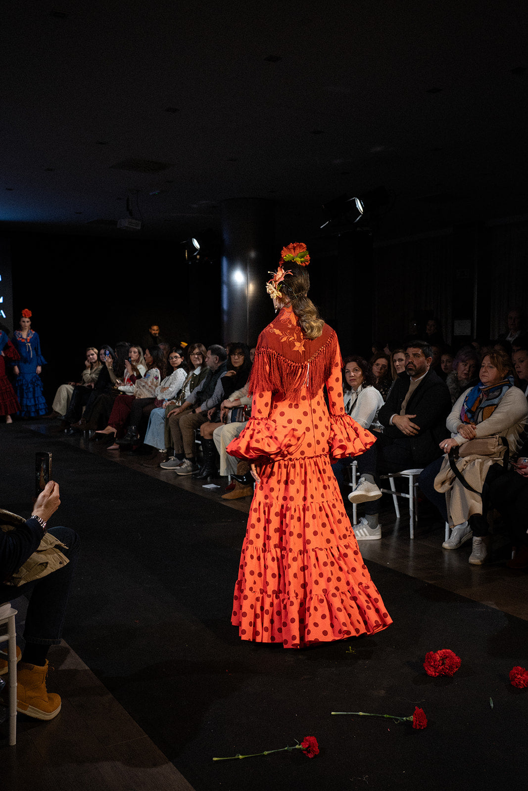 Traje de Flamenca - Modelo Mayo Coral con Marron/Teja